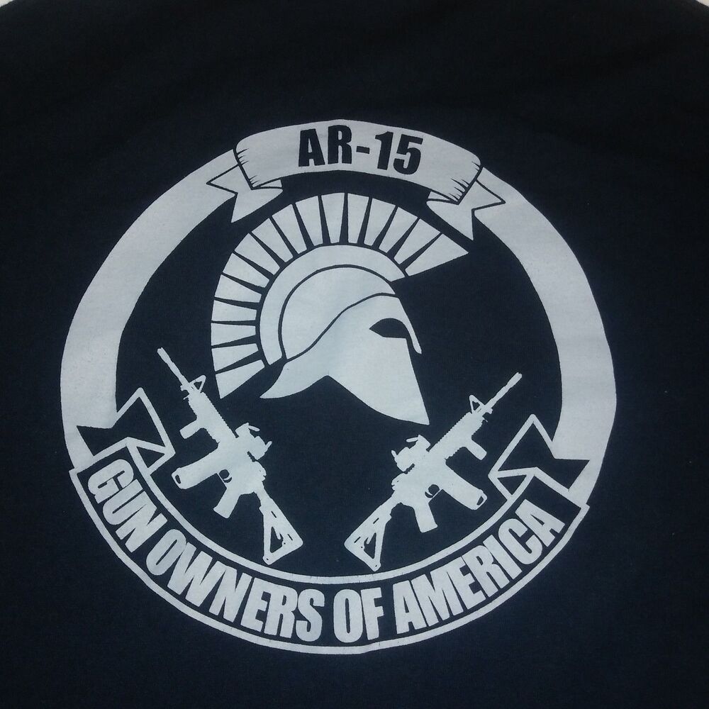 Dark Blue t shirt AR-15 Gun Owners of America Size Med  Cotton logo front &back